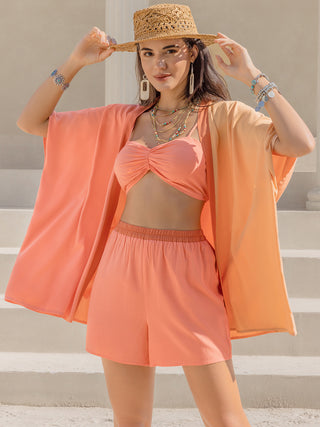 Cami, Open Front Cover Up and Shorts Set