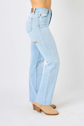 Judy Blue Full Size High Waist Distressed Straight Jeans