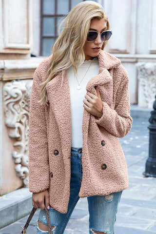 Full Size Lapel Collar Sherpa Coat - Closet of Ren