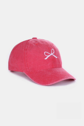 Zenana Bow Embroidered Washed Cotton Caps