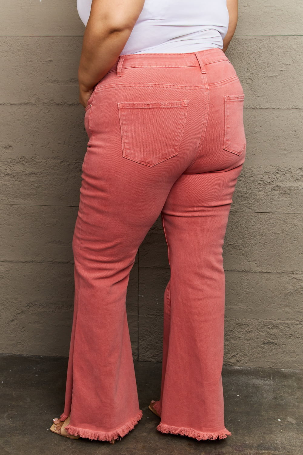 Bailey Full Size High Waist Side Slit Flare Raw Hem Jeans by RISEN