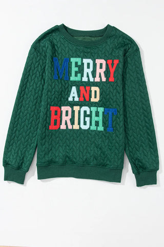 MERRY AND BRIGHT Cable Knit Pullover Sweatshirt