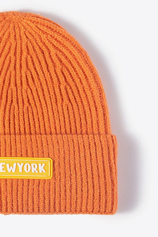 NEWYORK Patch Rib-Knit Cuffed Beanie - Closet of Ren