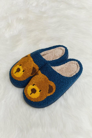 Melody Teddy Bear Print Plush Slide Slippers - Closet of Ren