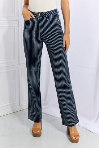 Judy Blue Cassidy Full Size High Waisted Tummy Control Striped Straight Jeans - Closet of Ren