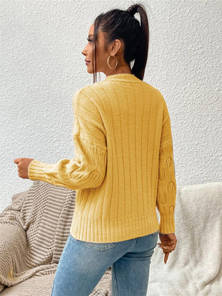 Round Neck Long Sleeve Sweater - Closet of Ren