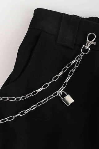 Double Layered Iron Chain Belt with Lock Charm - Closet of Ren