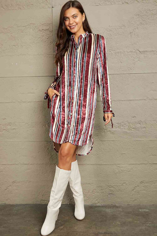 Stripe Velvet Dress with Pockets by e.Luna