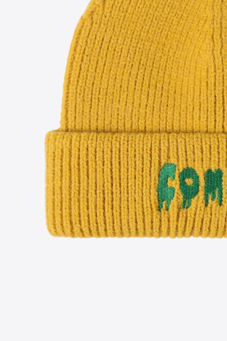 COME ON Embroidered Cuff Knit Beanie - Closet of Ren