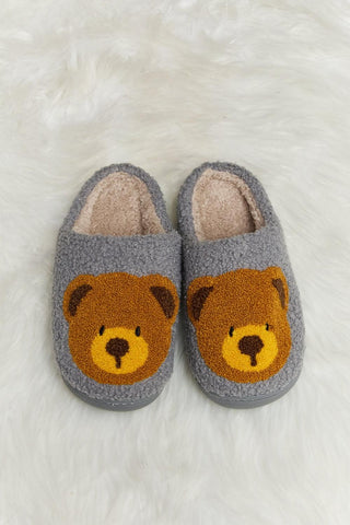 Melody Teddy Bear Print Plush Slide Slippers - Closet of Ren