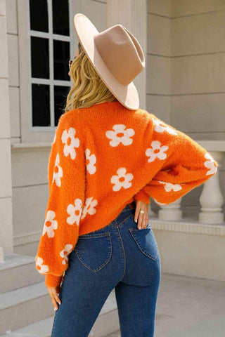 Floral Open Front Fuzzy Cardigan - Closet of Ren