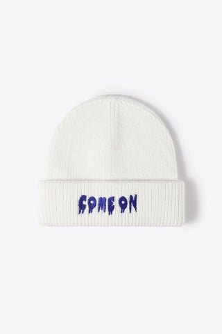 COME ON Embroidered Cuff Knit Beanie - Closet of Ren