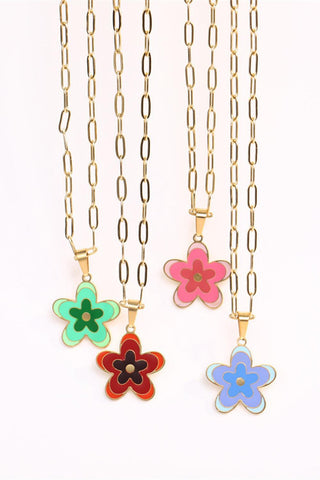 Flower Pendant Stainless Steel Necklace - Closet of Ren