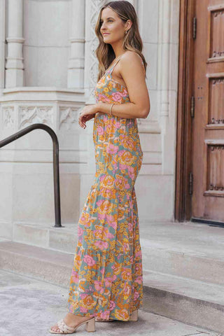 Floral Spaghetti Strap Wide Leg Jumpsuit - Closet of Ren