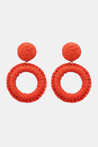 Round Shape Raffia Grass Dangle Earrings - Closet of Ren