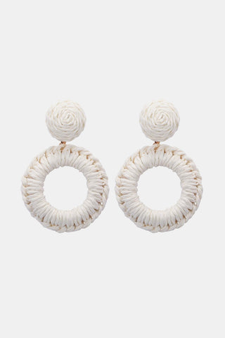 Round Shape Raffia Grass Dangle Earrings - Closet of Ren