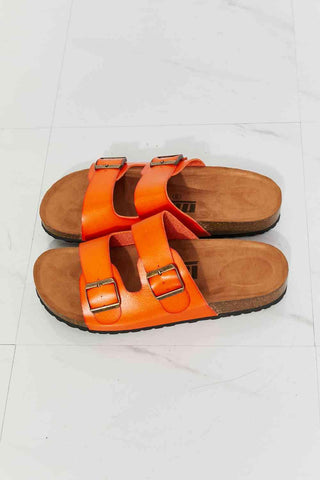 MMShoes Feeling Alive Double Banded Slide Sandals in Orange - Closet of Ren