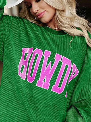 Full Size HOWDY Graphic Round Neck Sweatshirt - Closet of Ren