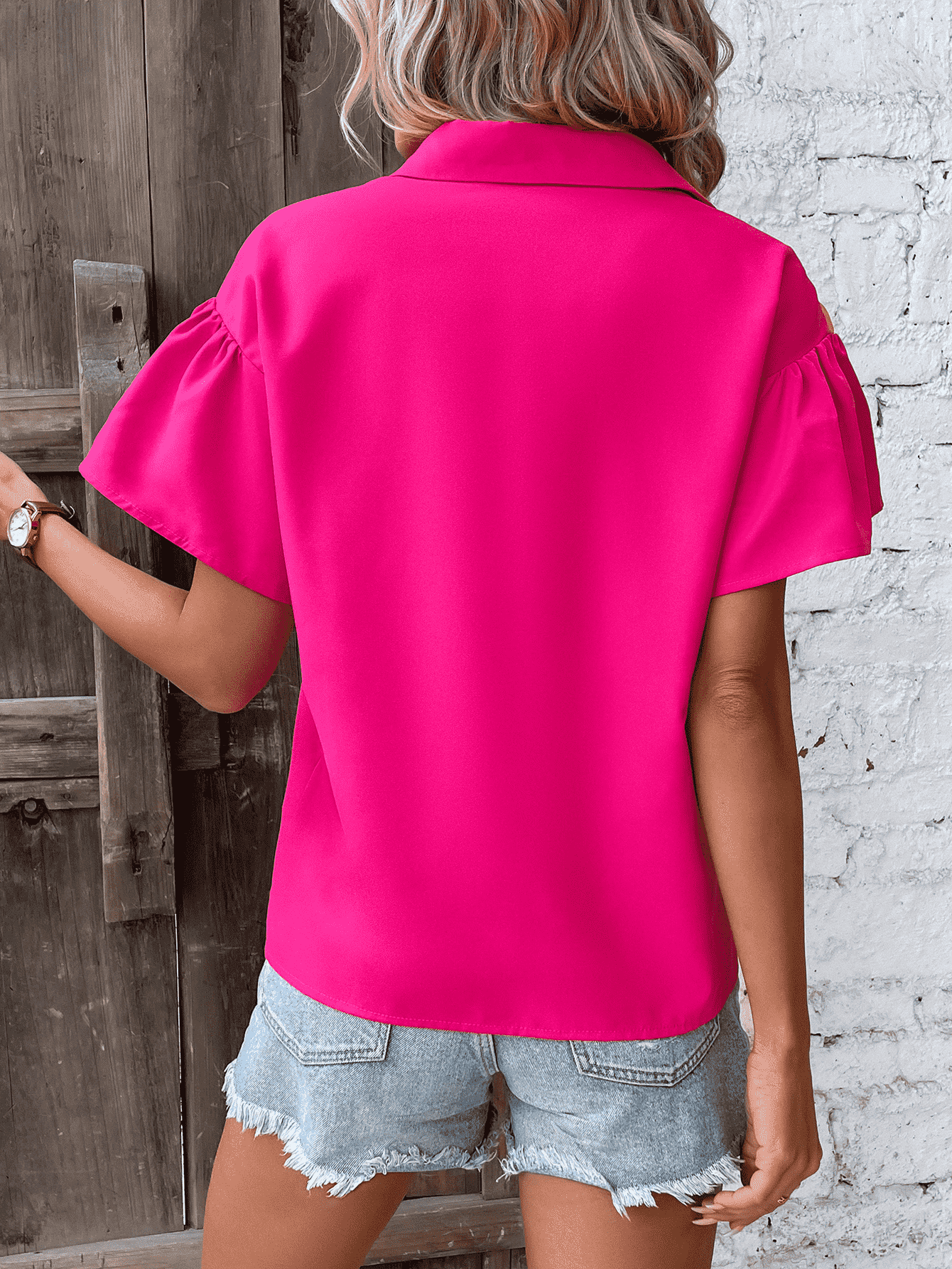 Contrast Short Sleeve Shirt - Closet of Ren