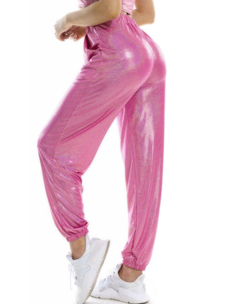 Glitter Elastic Waist Pants with Pockets - Closet of Ren
