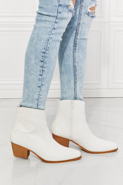 White Cowgirl Booties | Watertower Town Faux Leather Western Ankle Boots in White by MMShoes - Closet of Ren