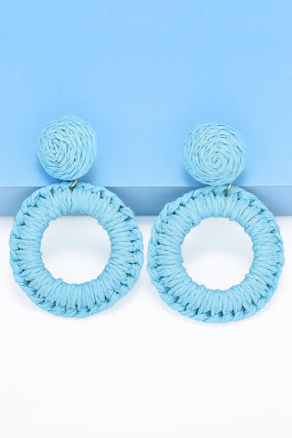 Round Shape Raffia Grass Dangle Earrings - Closet of Ren