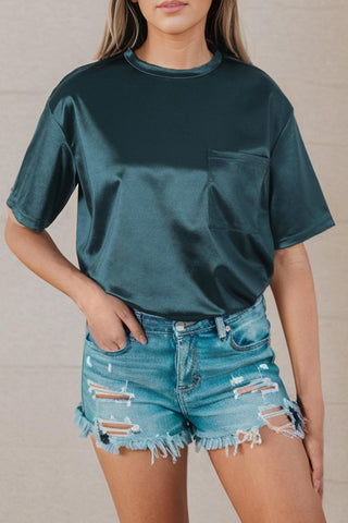 Double Take Round Neck Dropped Shoulder Top - Closet of Ren