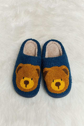 Melody Teddy Bear Print Plush Slide Slippers - Closet of Ren