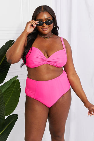 Marina West Swim Take A Dip Twist High-Rise Bikini in Pink - Closet of Ren