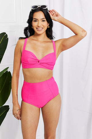 Marina West Swim Take A Dip Twist High-Rise Bikini in Pink - Closet of Ren