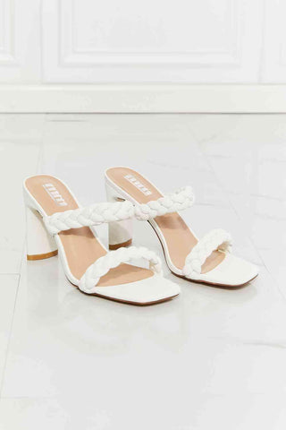 MMShoes In Love Double Braided Block Heel Sandal in White - Closet of Ren