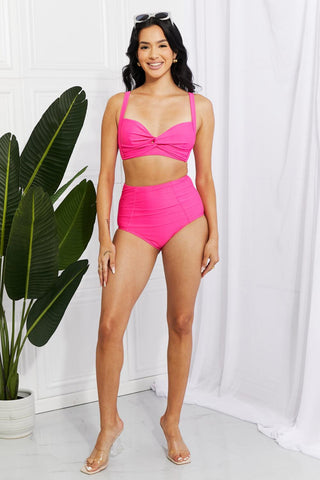 Marina West Swim Take A Dip Twist High-Rise Bikini in Pink - Closet of Ren