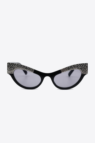 UV400 Rhinestone Trim Cat-Eye Sunglasses - Closet of Ren