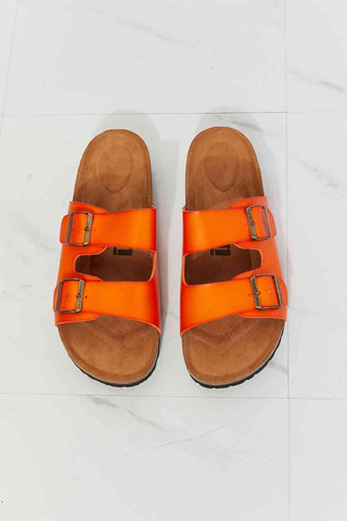 MMShoes Feeling Alive Double Banded Slide Sandals in Orange - Closet of Ren