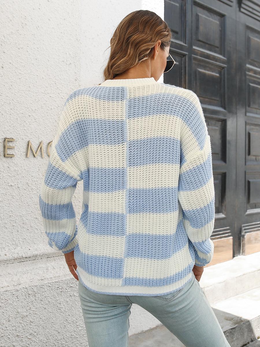 Two-Tone Dropped Shoulder Sweater - Closet of Ren