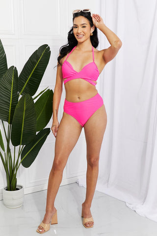 Marina West Swim Summer Splash Halter Bikini Set in Pink - Closet of Ren