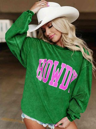 Full Size HOWDY Graphic Round Neck Sweatshirt - Closet of Ren