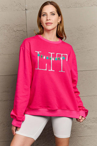 LIT Full Size Long Sleeve Christmas Sweatshirt by Simply Love