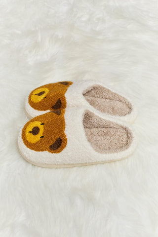 Melody Teddy Bear Print Plush Slide Slippers - Closet of Ren