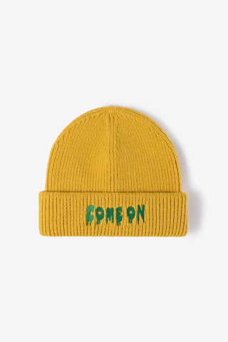 COME ON Embroidered Cuff Knit Beanie - Closet of Ren