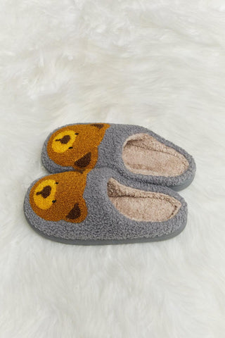 Melody Teddy Bear Print Plush Slide Slippers - Closet of Ren