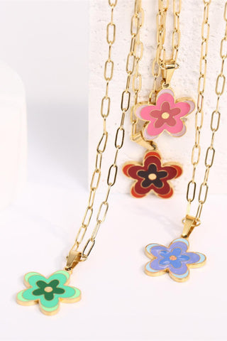 Flower Pendant Stainless Steel Necklace - Closet of Ren