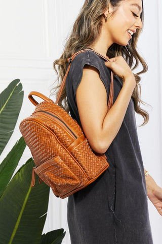 Vegan Leather Woven Backpack | Certainly Chic Backpack by SHOMICO - Closet of Ren