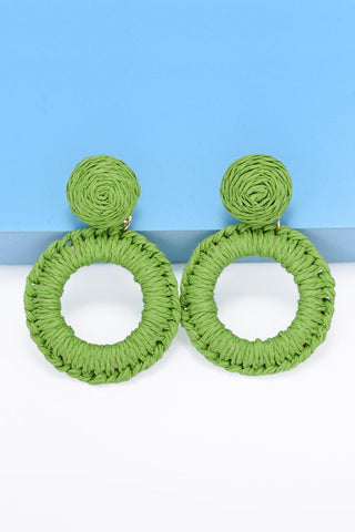 Round Shape Raffia Grass Dangle Earrings - Closet of Ren