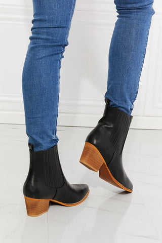 MMShoes Love the Journey Stacked Heel Chelsea Boot in Black - Closet of Ren