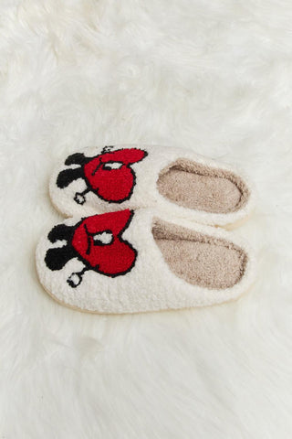 Melody Love Heart Print Plush Slippers - Closet of Ren