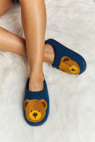 Melody Teddy Bear Print Plush Slide Slippers - Closet of Ren