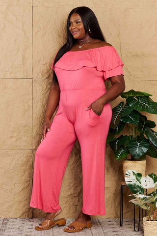 My Favorite Off-Shoulder Wide Leg Jumpsuit with Pockets by Heimish - Closet of Ren