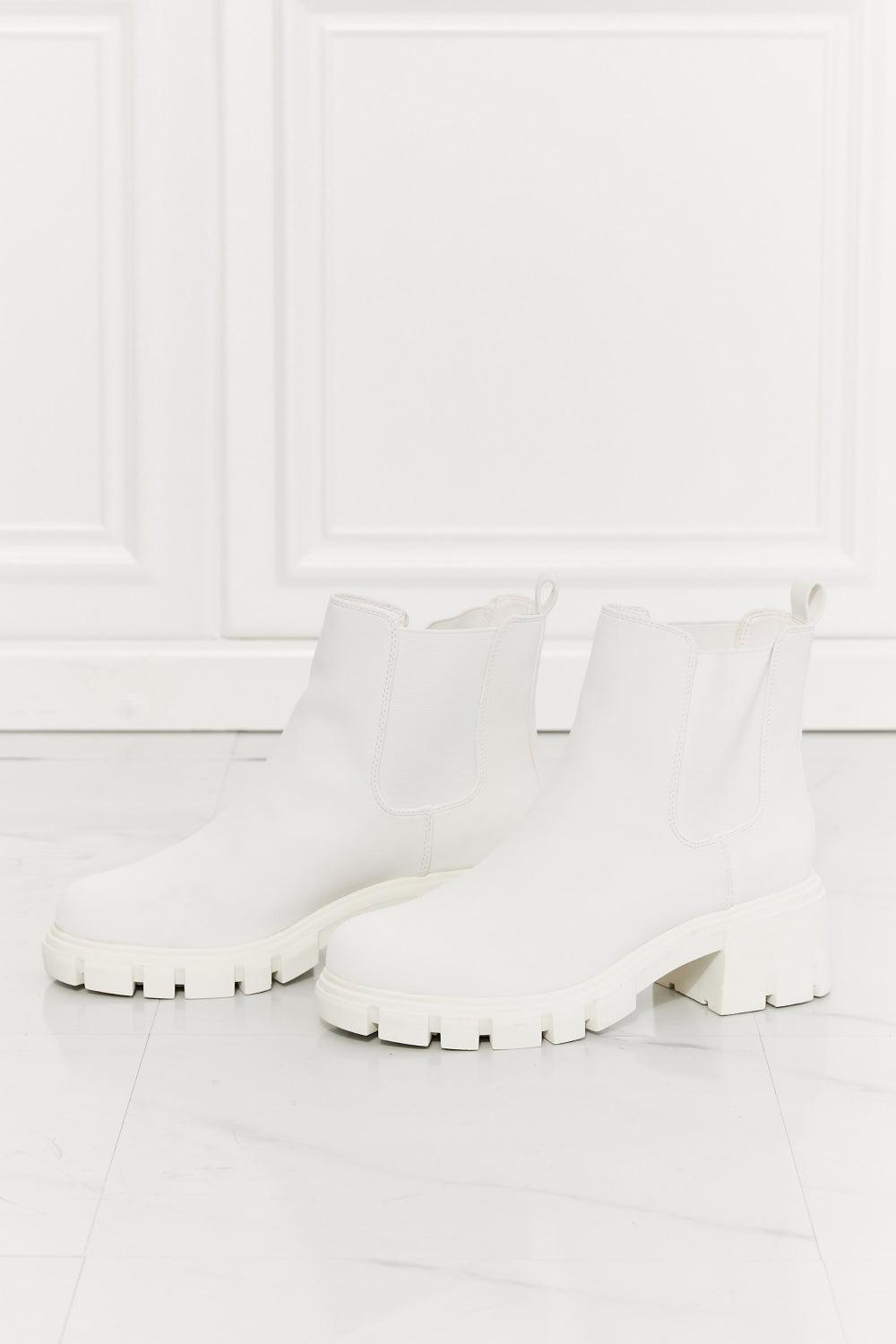 MMShoes Work For It Matte Lug Sole Chelsea Boots in White - Closet of Ren