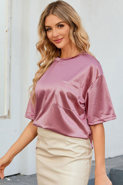 Double Take Round Neck Dropped Shoulder Top - Closet of Ren